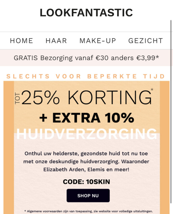 Huidverzorging bij Douglas extra 10% op de 25...