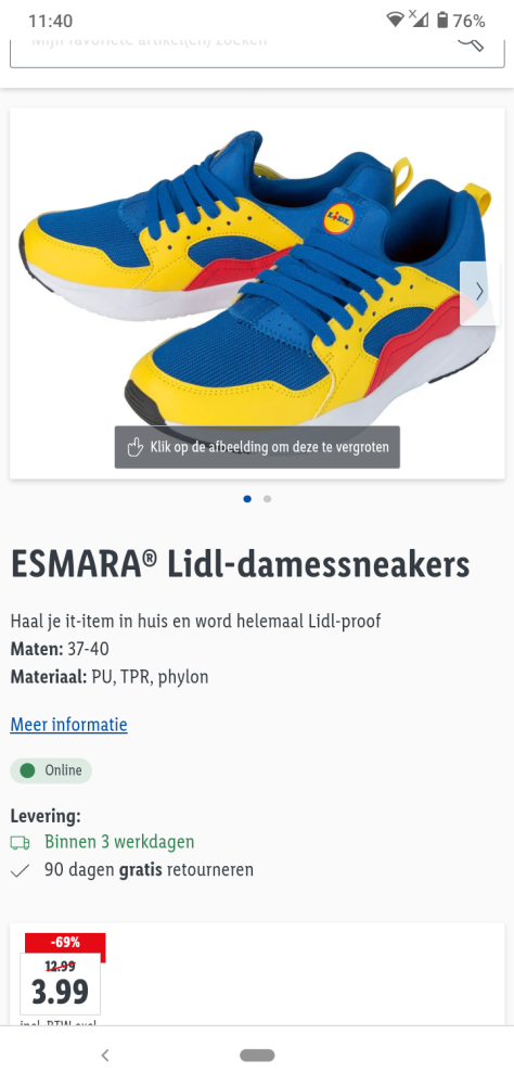 Voor de Lidl fans: Lidl sneakers voor dames €...