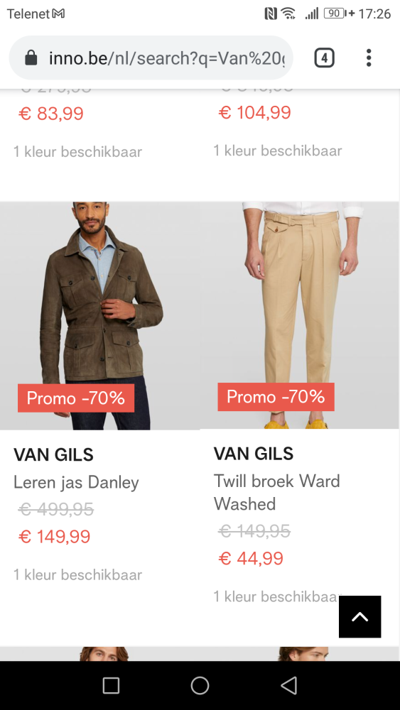 Bij Inno -70% op mannenkleding v Van Gils tem...