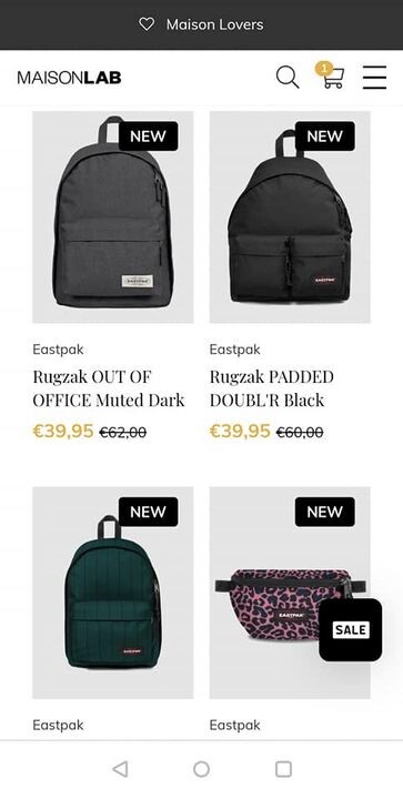 Bij Maison Lab ook kortingen op rugzakken/boe...