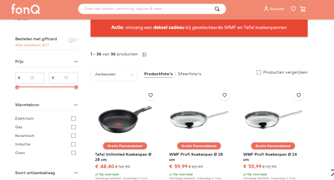 Bij fonq krijg je momenteel bij een selectie...