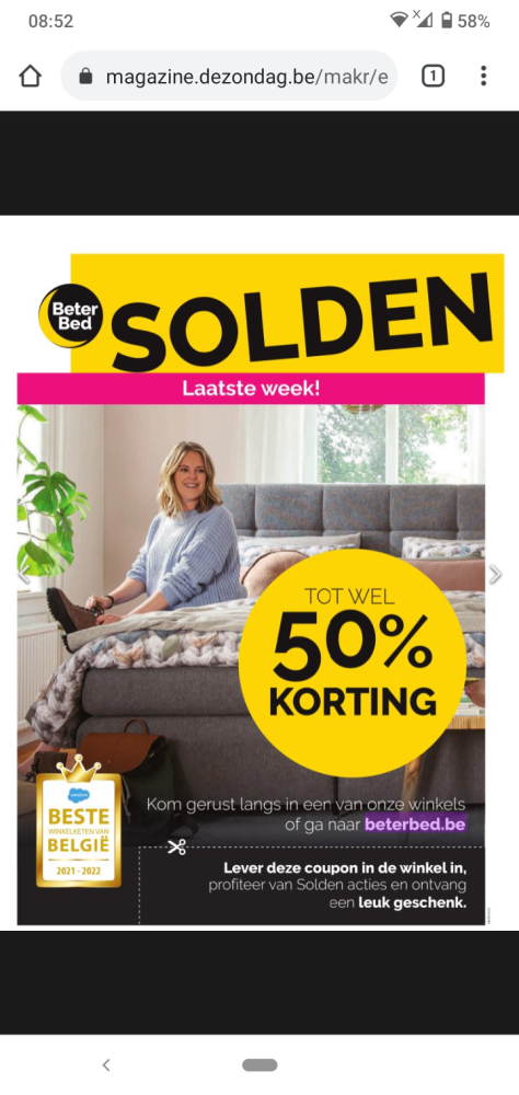 Bon voor een gratis geschenk bij beter bed in...