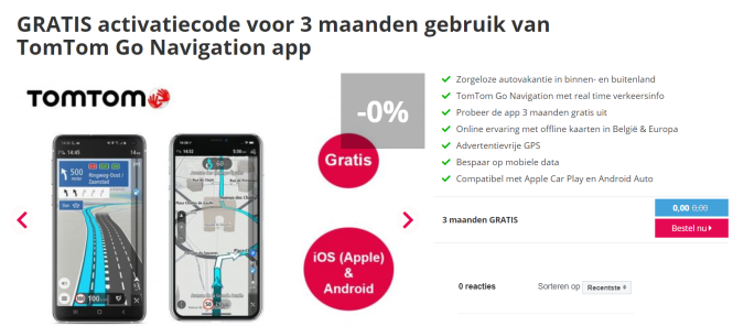 Tom Tom Go navigatie app 3 maanden gratis via...