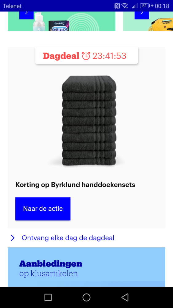 Dagdeal Bol.com: korting op Byrklund handdoek...