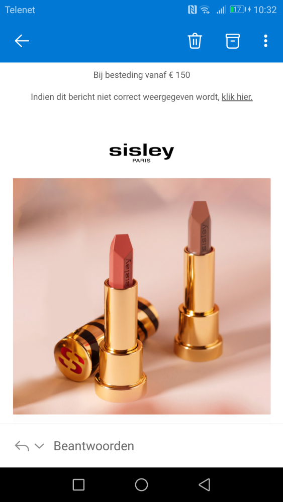 Bij aankoop v 150€ gratis lipstick nr. 10 ht...