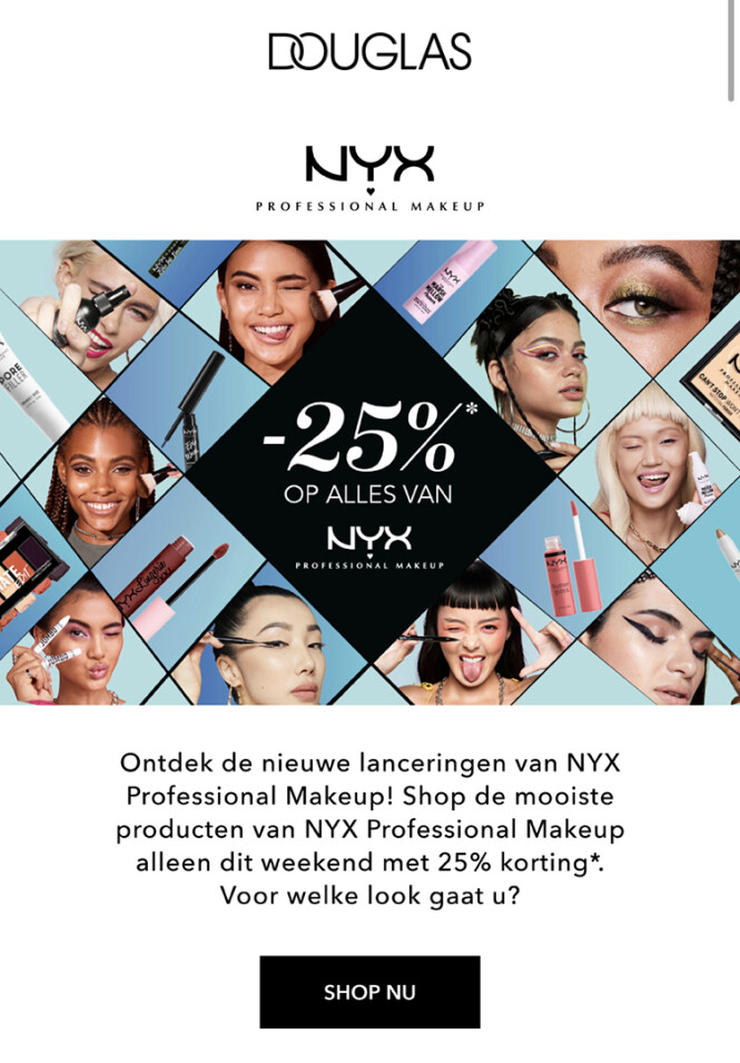 Bij Douglas -25% op alles van NYX. Link: h...