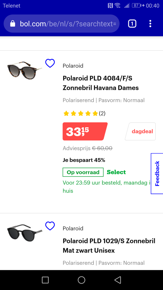 Dagdeal tot 40% korting op zonnebrillen van o...