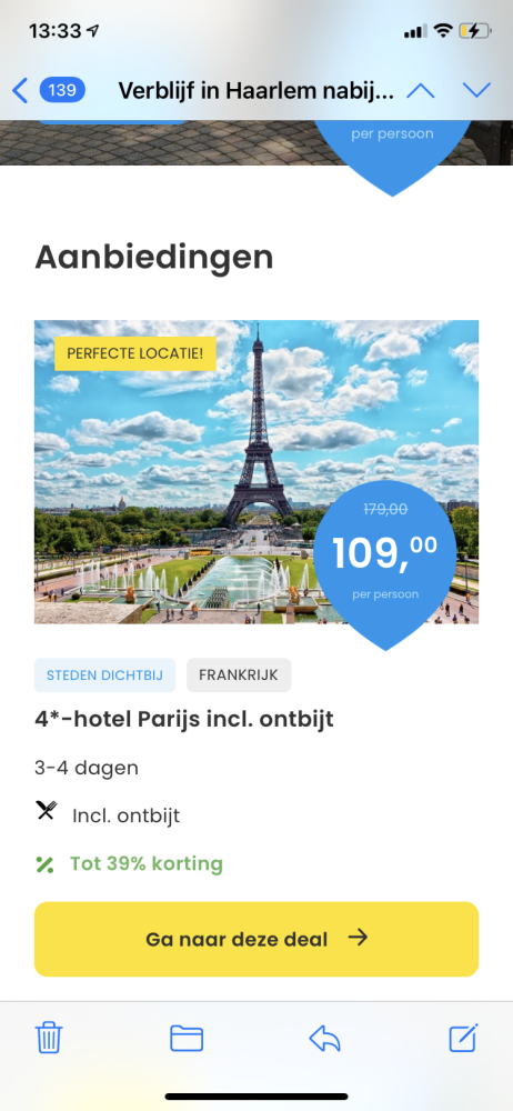 Via Travel Deal nu €109 voor 3-4 dagen Parijs...
