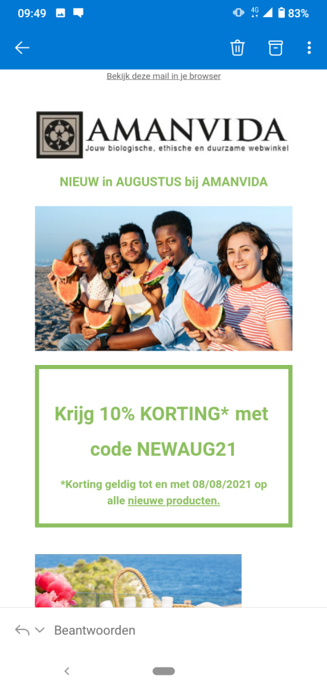 Bij amanvida krijg je met de code NEWAUG21 10...