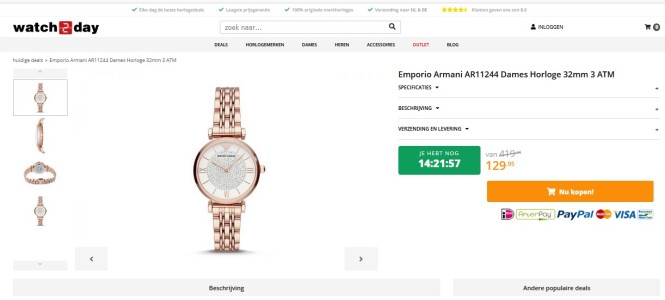 Dameshorloge: Emporio Armani AR11244 Dames Ho...