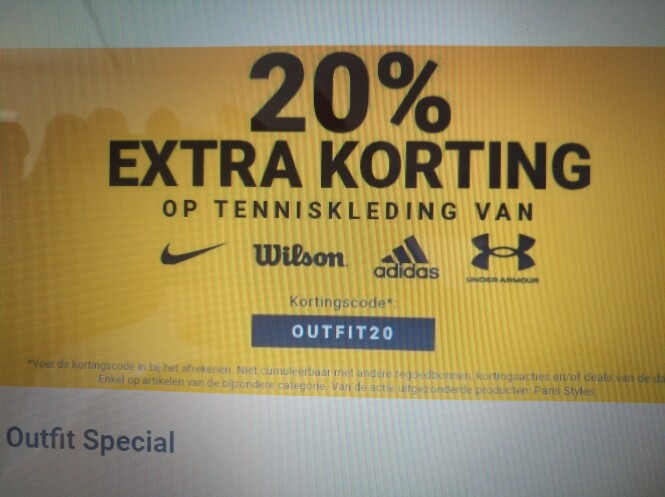20% extra korting op tenniskleding v Wilson,...