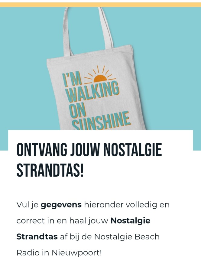 Gratis nostalgie strandtas. Vul je gegevens...