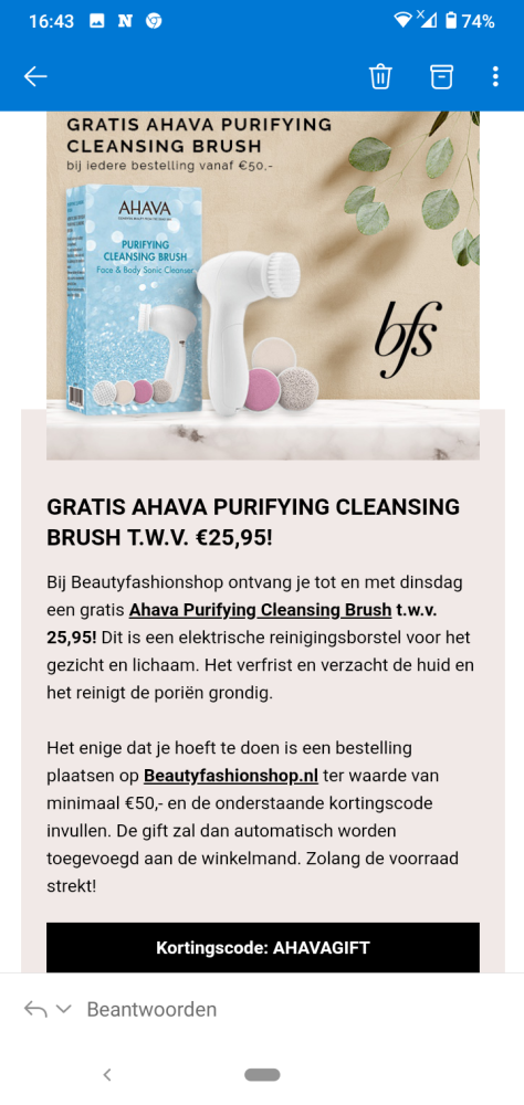 Bij beautyfashionshop krijg je met de code AH...
