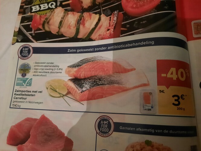 Vanaf 11/8 in carrefour zalmpoties met vel -4...