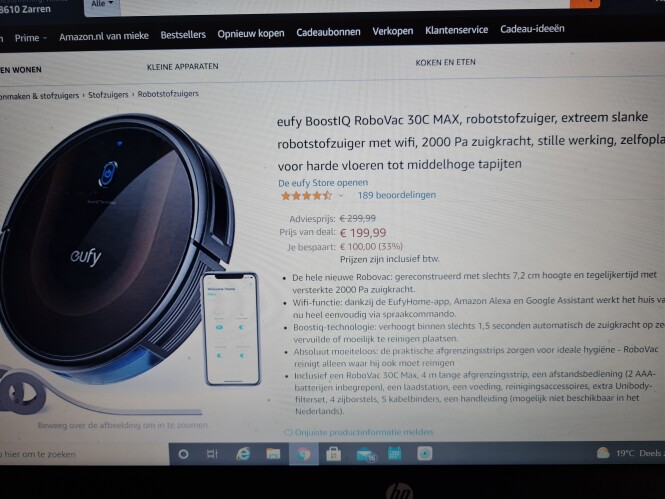 Bij Amazon.nl nu eufy BoostIQ RoboVac 30C max...