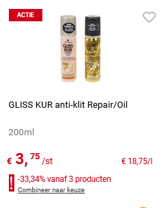 Gliss Cure zeer voordelig bij Colruyt: slecht...