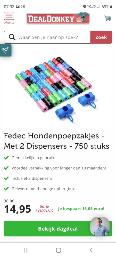 Bij dealdonkey.com fedec hondenpoepzakjes met...