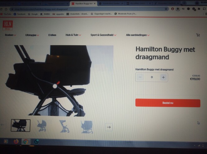 Hamilton buggy met draagmand -63%. Nu 119€ i...