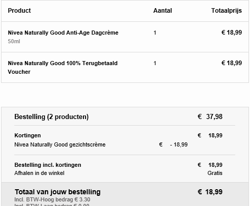 Deze ochtend bij Kruidvat online de 100% teru...