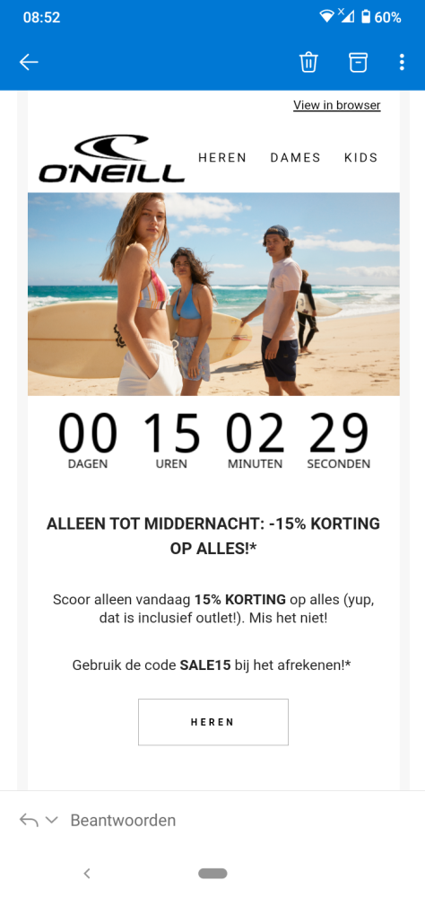15% korting op alles, ook outlet. https://nl....