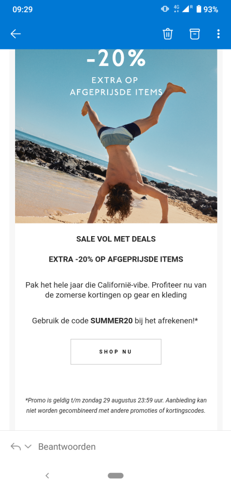 20% korting extra op de afgesprijsde artikele...