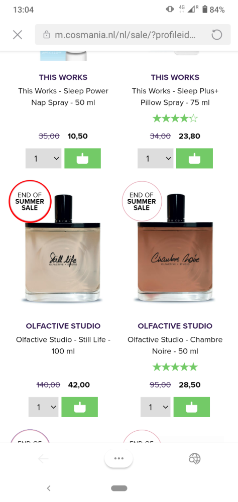 End of the summer sale bij cosmania. Korting...