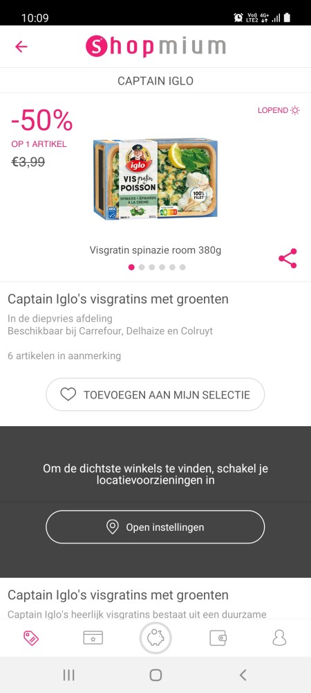 Shopnium 50% cashback op 1 verpakking captain...