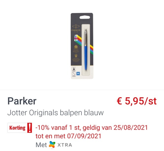 Parker balpen rode prijs €5,95 - 10% vanaf 1...