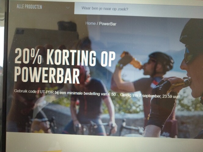 -20% op het merk Powerbar bij aankoop v 50€...