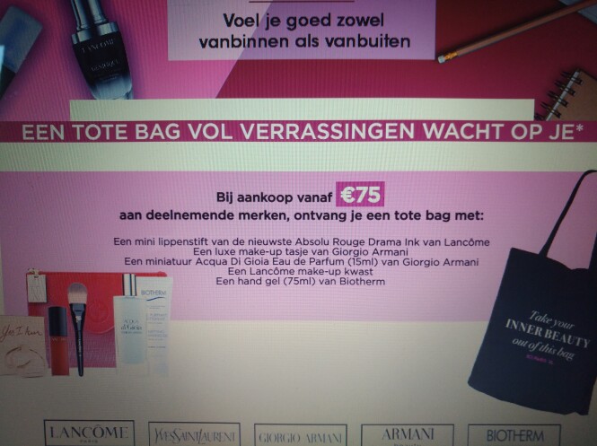 Bij aankoop v 75€ Yves st Laurent, Lancome, b...