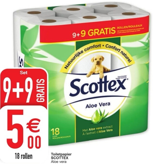 Cora scottex toiletpapier aloe vera 9 + 9 gra...