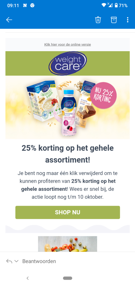 Bij weight Care 25% korting op het hele assor...