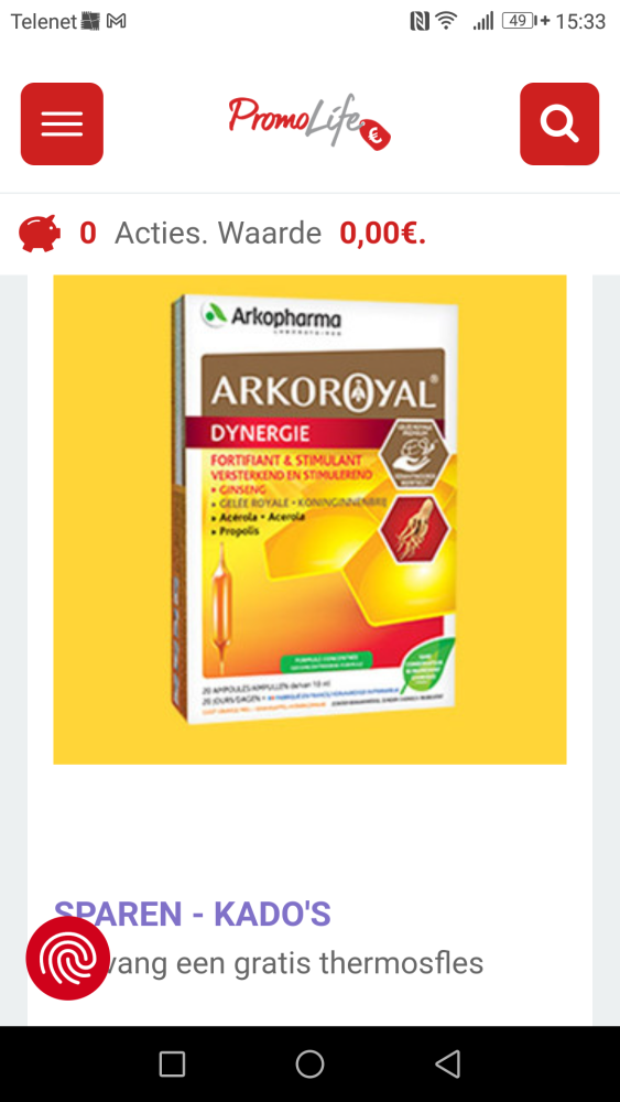 Gratis thermosfles bij aankoop v product v Ar...
