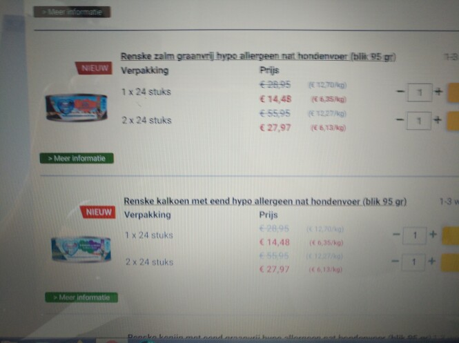-50% op blikken Renske natvoer voor hond. Nu...