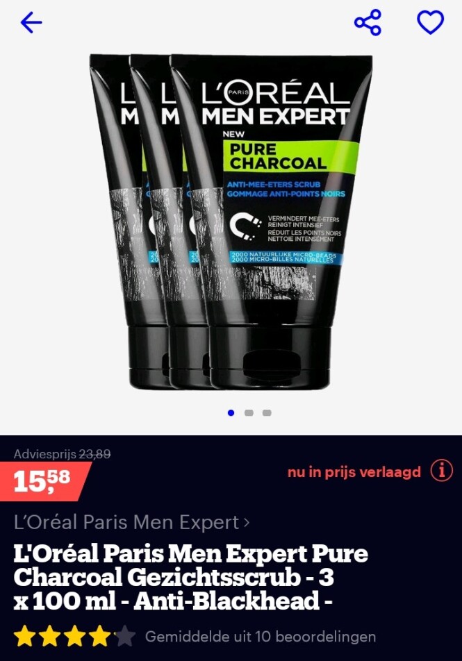 L´oréal paris men gezichtsscrub 3 voor 15,58€...
