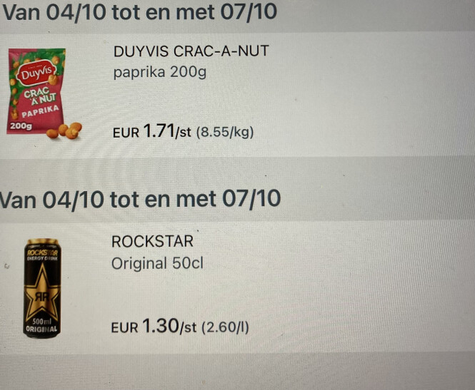 Gratis producten bij Collect en go (colruyt)...