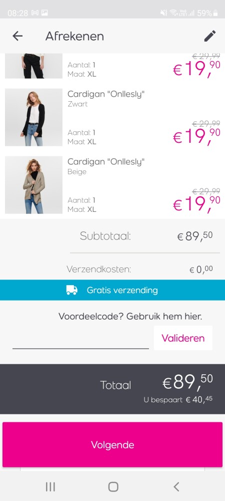 Zonet bestelling gedaan bij Veepee. 40,45€ ko...