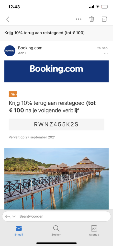 Booking.com Krijg tot 10% reis kosten terug b...