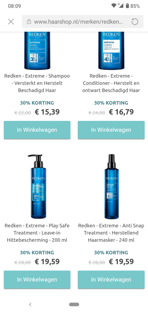 Bij haarshop.nl 30% korting op de Redken Extr...