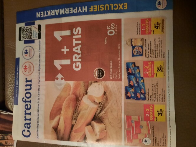 Carrefour vanaf 6/10 1 +1gratis oa op wit st...