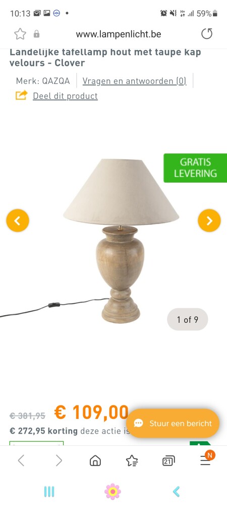 Lampenlicht.be Hoge korting op deze tafellam...