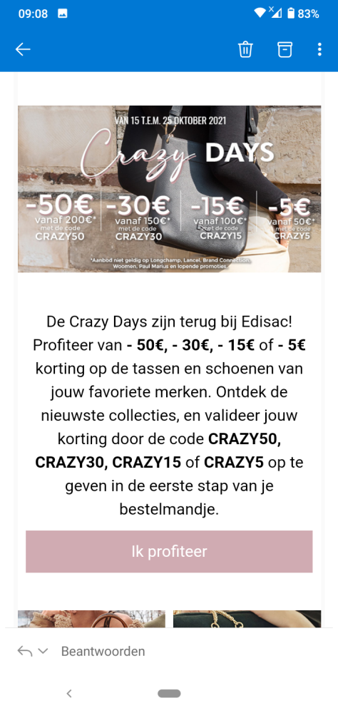 Crazy days bij edisac. €5 korting bij aankoop...