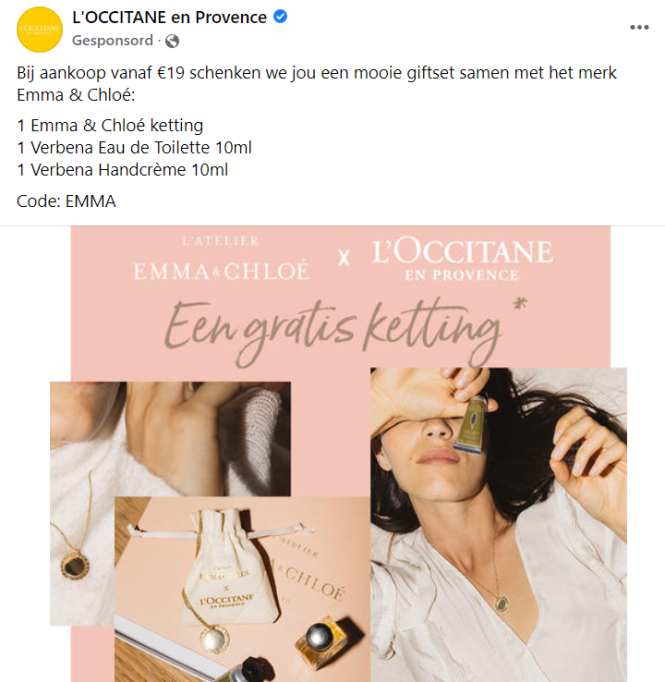 Bij L'occitane en Provence krijg je bij aanko...