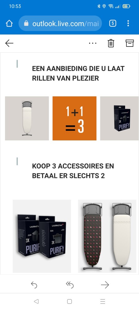 Op laurastar.be krijg je 2+1 op de accessoire...