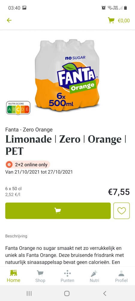 Delhaize online only 2 + 2 op fanta zero spr...
