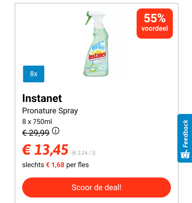 Collect deal instanet 8 x 750ml 13,45€ ... Sl...