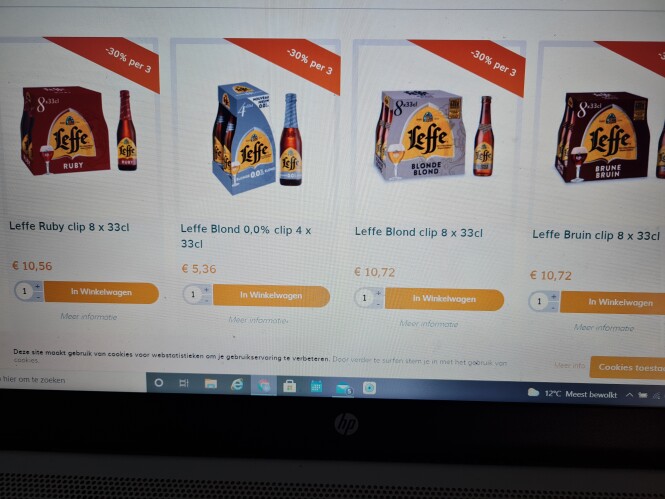 Bij prik en tik nu 30% per 3 pakken leffe.
