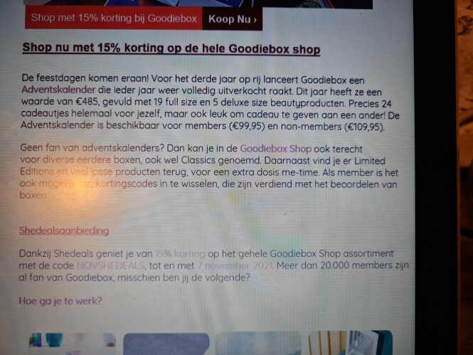 Bij shedeals.be nu 15% korting op het gehele...