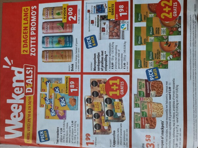 Weekend deals bij lidl enkel 29/10 & 30/10 1+...