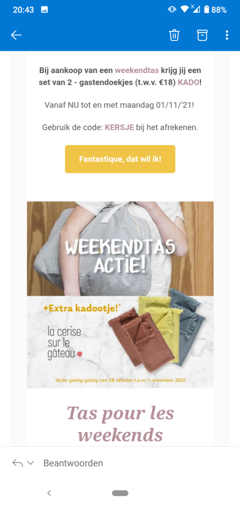 Bij aankoop van een weekendtas krijg jij een...